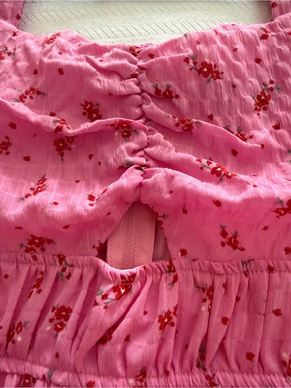 Girls' Miss Behave brand Pink Puff-Sleeve Tiered Floral Dress size 12